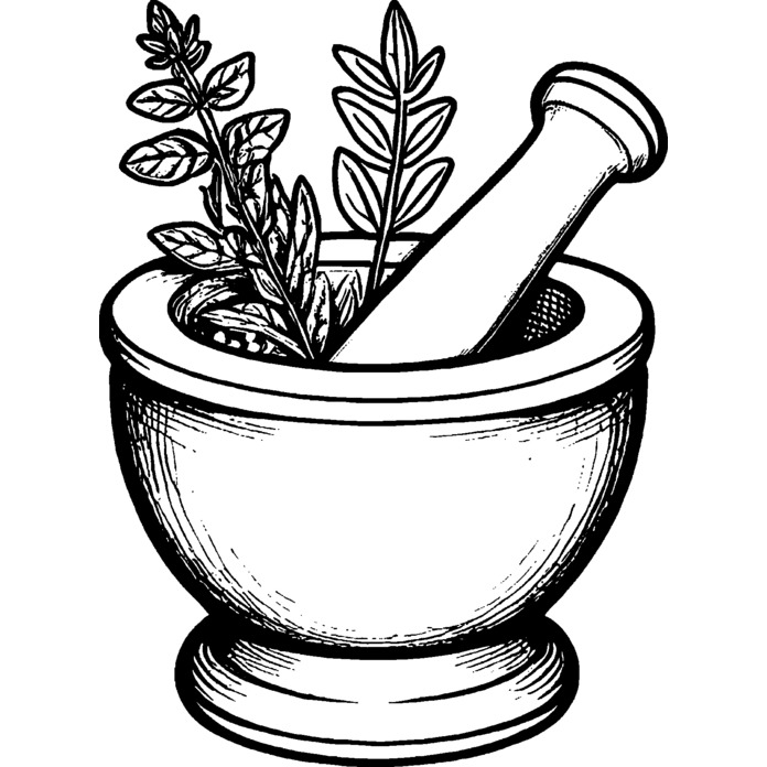 'Herb Mortar and Pestle' Unmounted Rubber Stamp - For Crafting, Scrapbooking and Card Making - Size A7 (RS00052687)