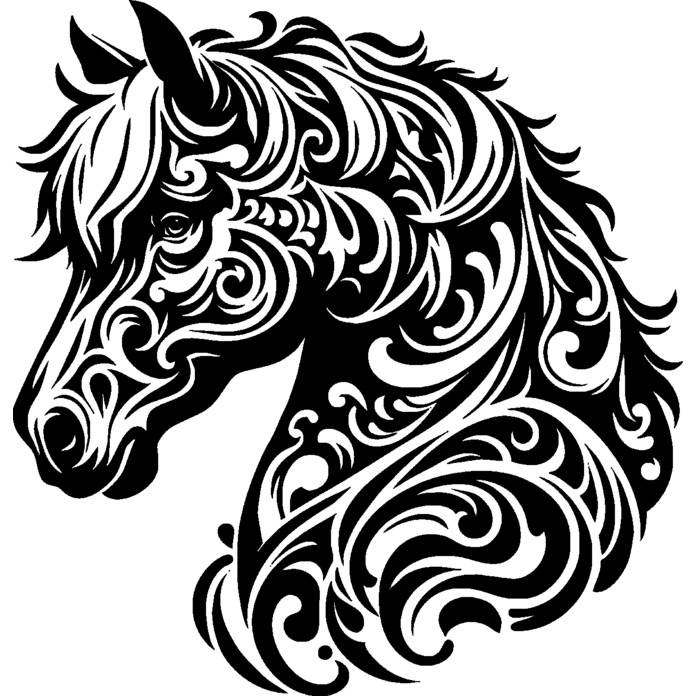 'Stylised Horse Portrait' Unmounted Rubber Stamp - For Crafting, Scrapbooking and Card Making - Size A7 (RS00055815)