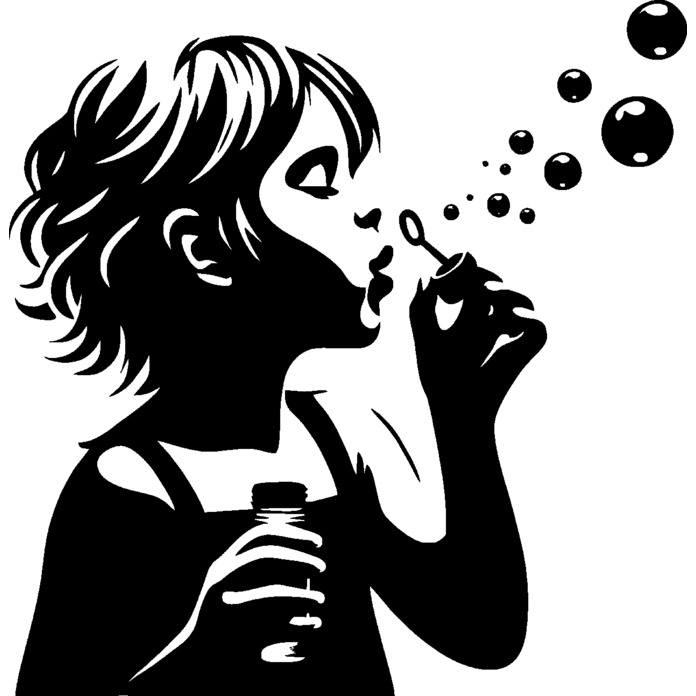 'Blowing Bubbles' Unmounted Rubber Stamp - For Crafting, Scrapbooking and Card Making (RS048331)