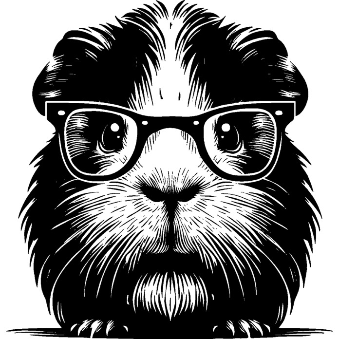 'Guinea Pig In Glasses' Unmounted Rubber Stamp - Craft Stamp for Scrapbooking, Card Making, Journals and Projects (RS048362)