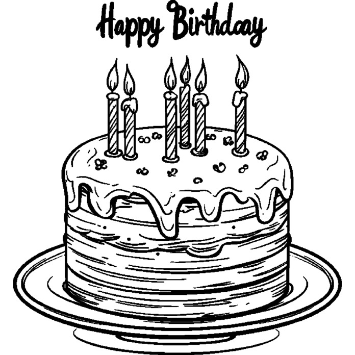 'Happy Birthday Cake with Candles' Unmounted Rubber Stamp -  For Crafting, Scrapbooking and Card Making - Size A7 (RS00057513)