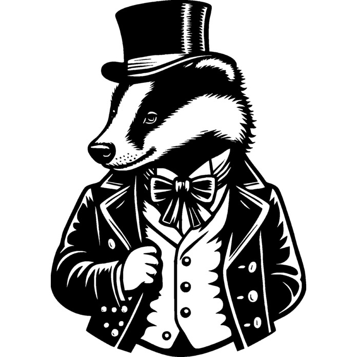 'Badger In Top Hat' Unmounted Rubber Stamp - Craft Stamp for Scrapbooking, Card Making, Journals and Projects (RS049518)
