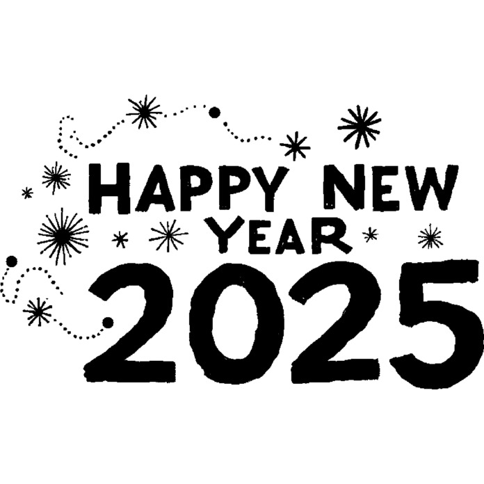 'Happy New Year 2025' Unmounted Rubber Stamp - A7 - Craft Stamp for Scrapbooking, Card Making, Journals and Creative Projects (RS00058605)