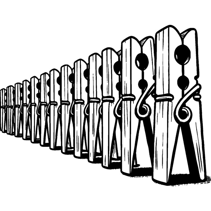 'Wooden Clothes Pegs' Unmounted Rubber Stamp - For Crafting, Scrapbooking and Card Making - Size A7 (RS00060425)