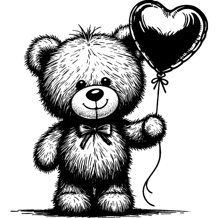 'Teddy & Heart Balloon' Unmounted Rubber Stamp - Craft Stamp for Scrapbooking, Card Making, Journals and Projects (RS052737)