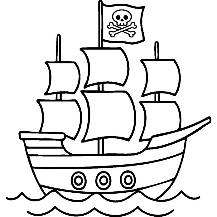 'Pirate Ship' Unmounted Rubber Stamp -  For Crafting, Scrapbooking and Card Making (RS057514)