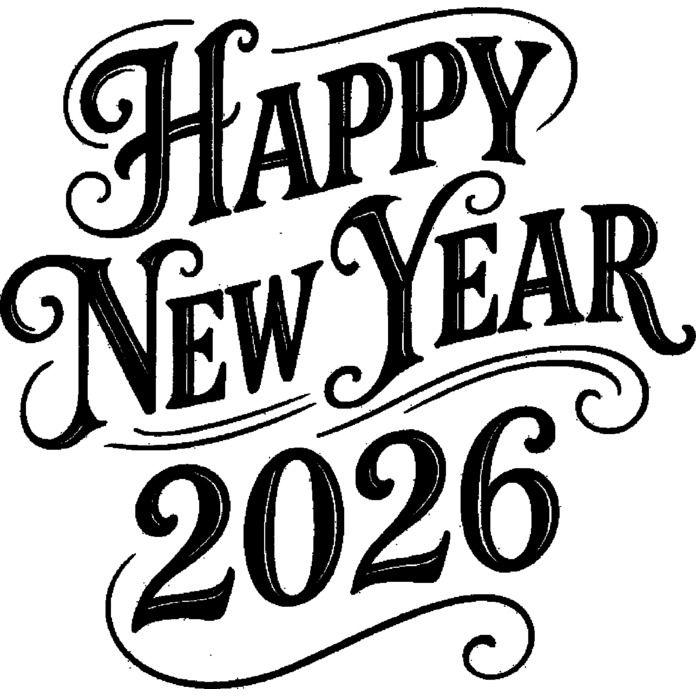 'Happy New Year 2026' Unmounted Rubber Stamp - A7 - Craft Stamp for Scrapbooking, Card Making, Journals and Creative Projects (RS00065471)