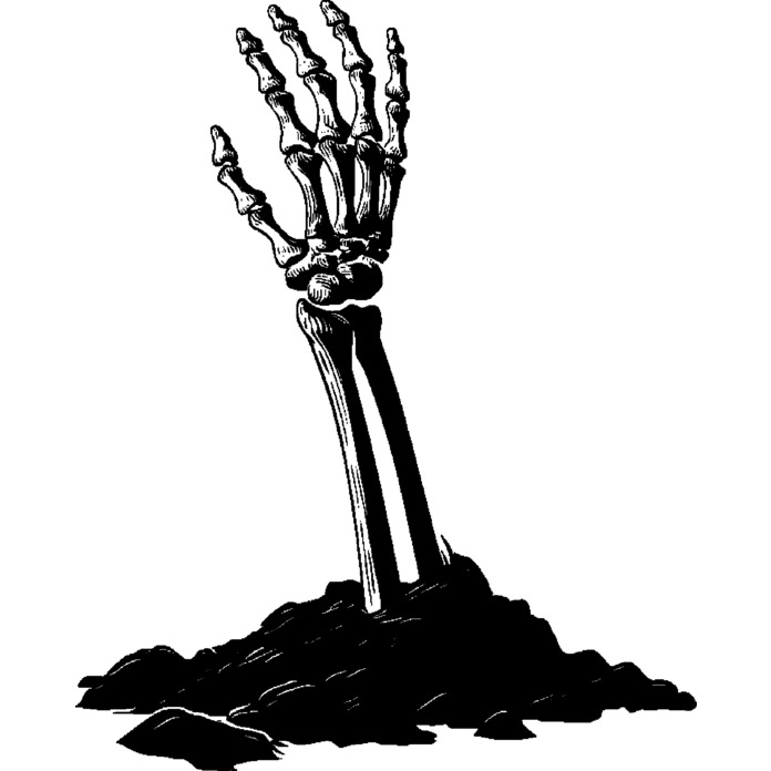 'Skeleton Hand Reaching Out From Dirt' Unmounted Rubber Stamp -  For Crafting, Scrapbooking and Card Making - Size A7 (RS00066147)
