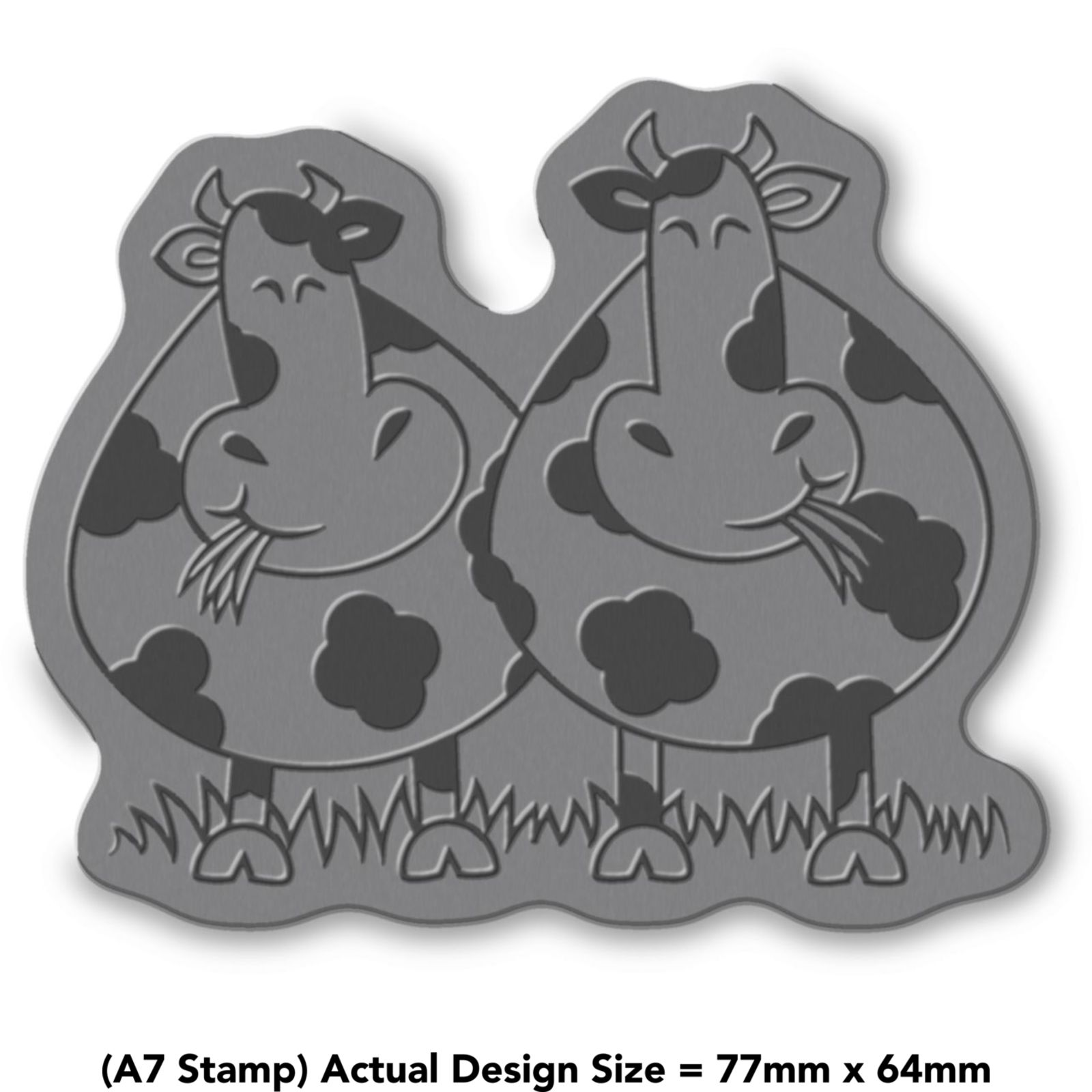 RS00003660 A7 Cows Eating Grass Unmounted Rubber Stamp 