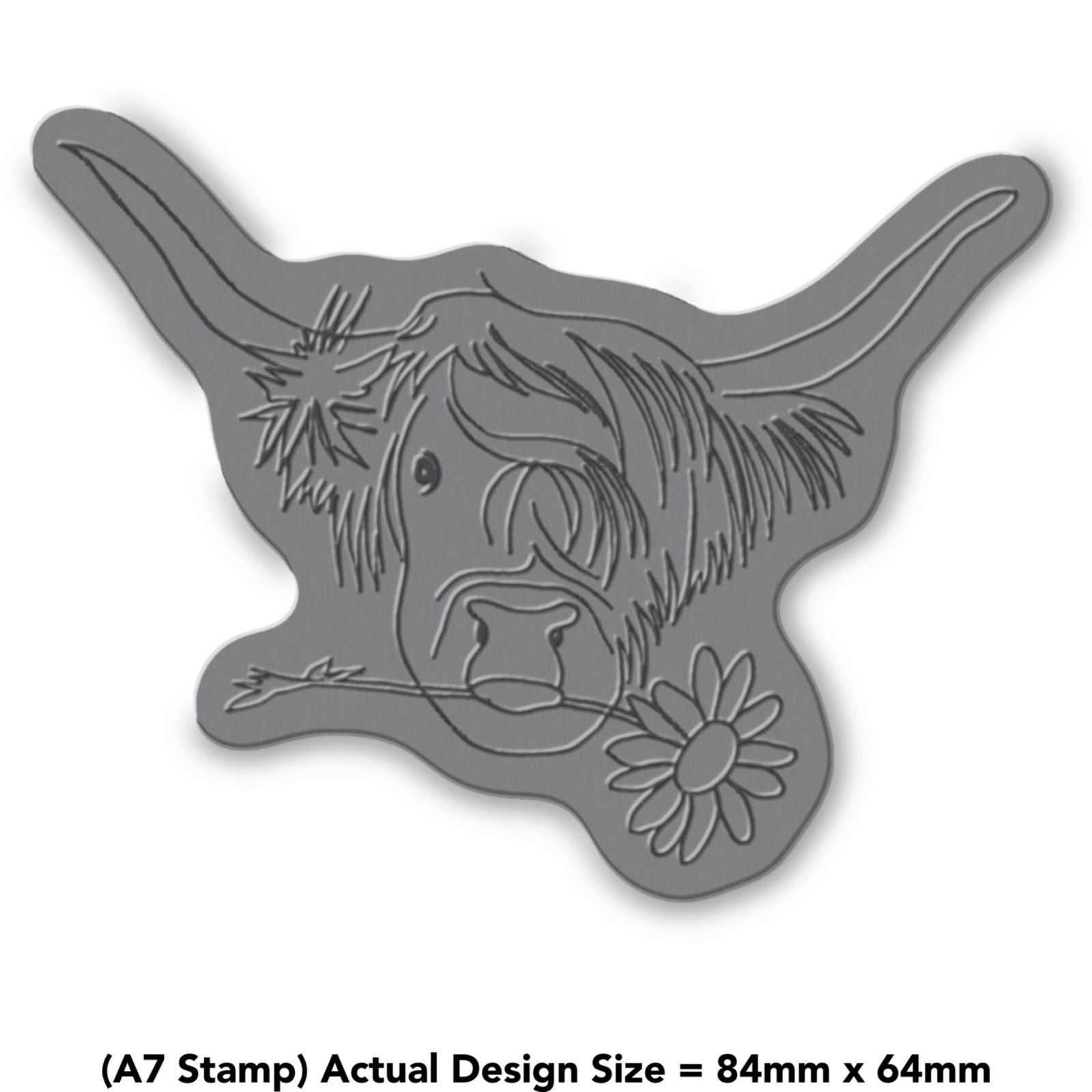 'Highland Cow With Flower' Unmounted Rubber Stamp (RS022120)