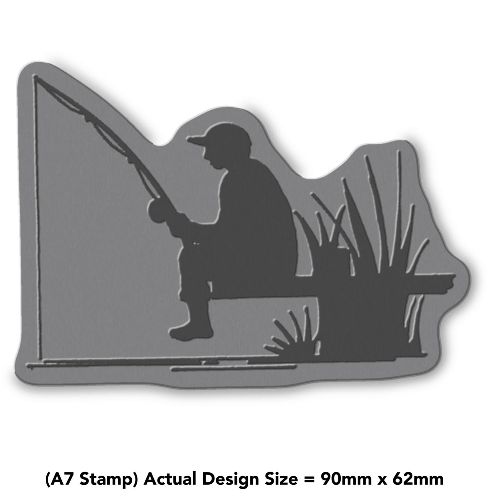 Man Fishing Silhouette' Unmounted Rubber Stamp (RS027515)