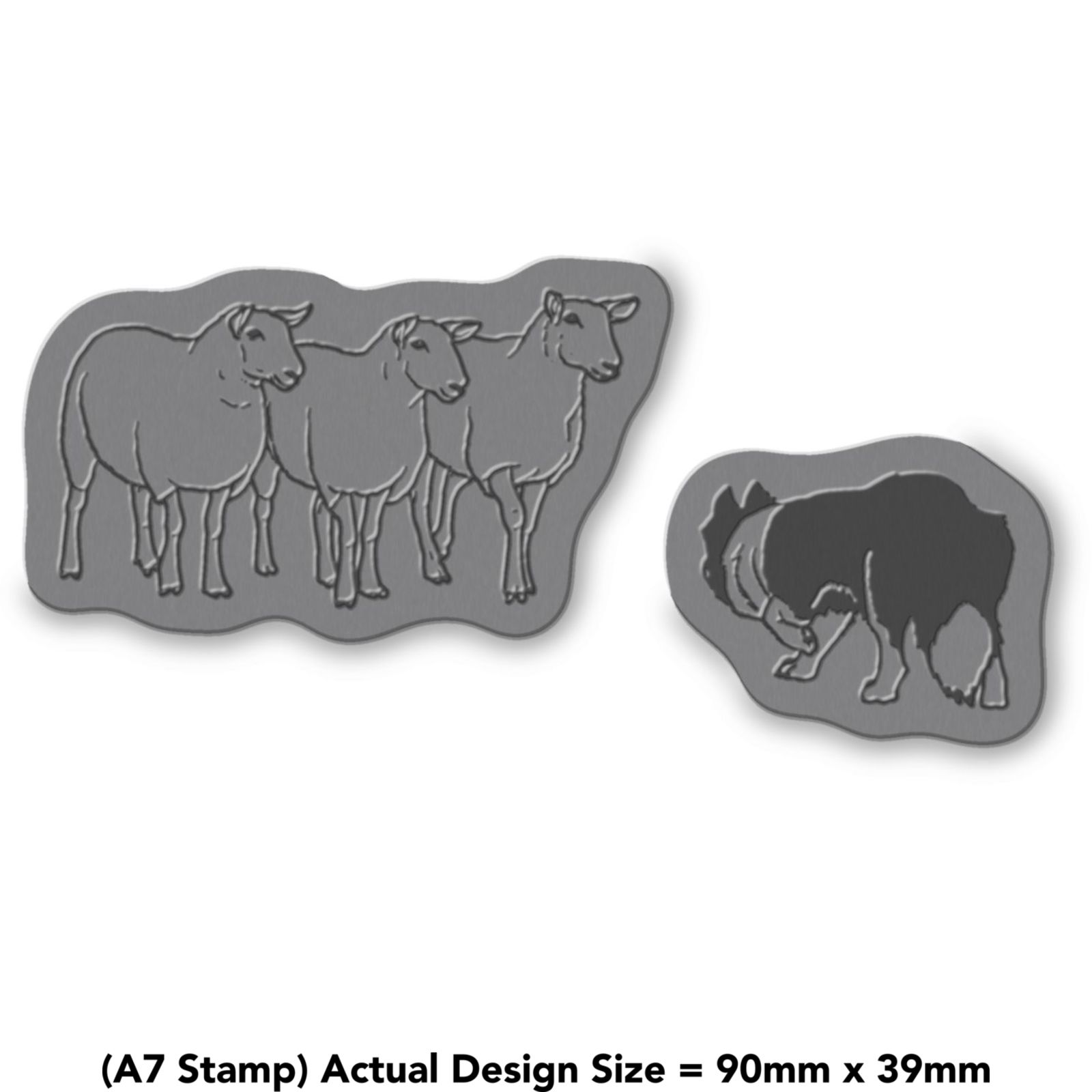 'Dog Herding Sheep' Unmounted Rubber Stamp (RS035561) - Picture 4 of 6