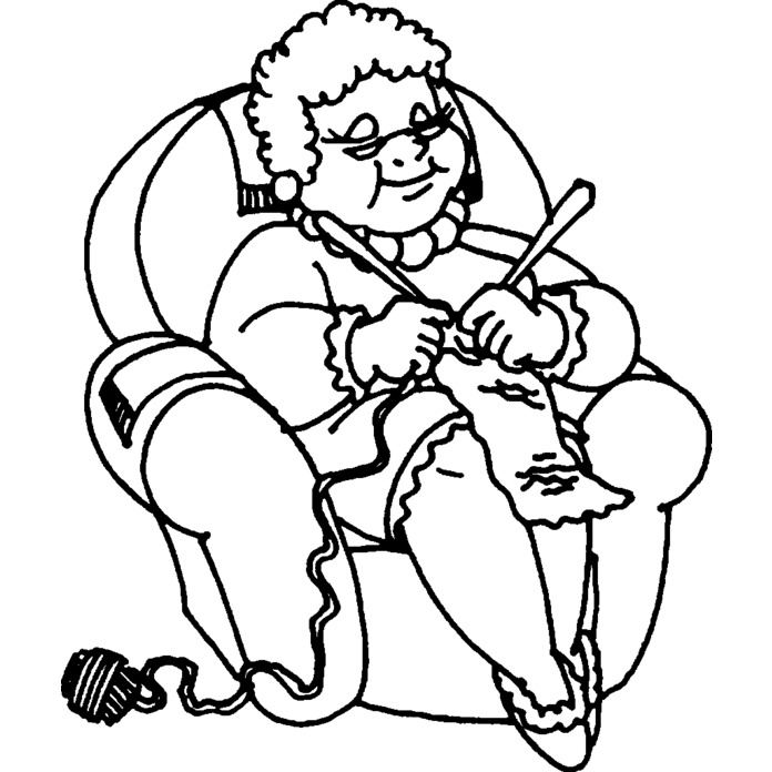 'Knitting Grandma' Unmounted Rubber Stamp - For Crafting, Scrapbooking and Card Making - Size A8 (RS00016030)