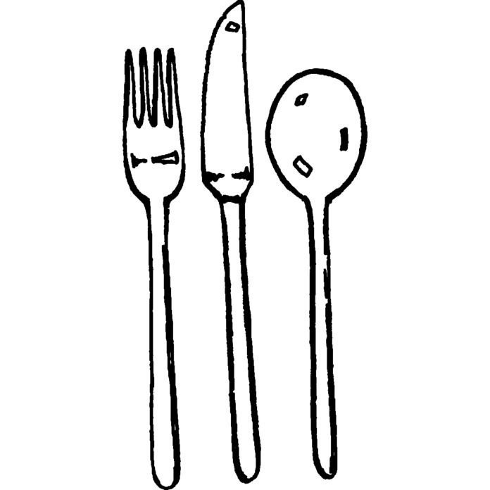 'Cutlery Set' Unmounted Rubber Stamp - For Crafting, Scrapbooking and Card Making - Size A8 (RS00016057)