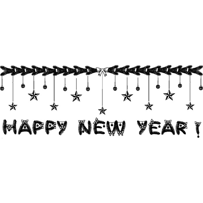 'Happy New Year Banner' Unmounted Rubber Stamp - For Crafting, Scrapbooking and Card Making - Size A8 (RS00016990)