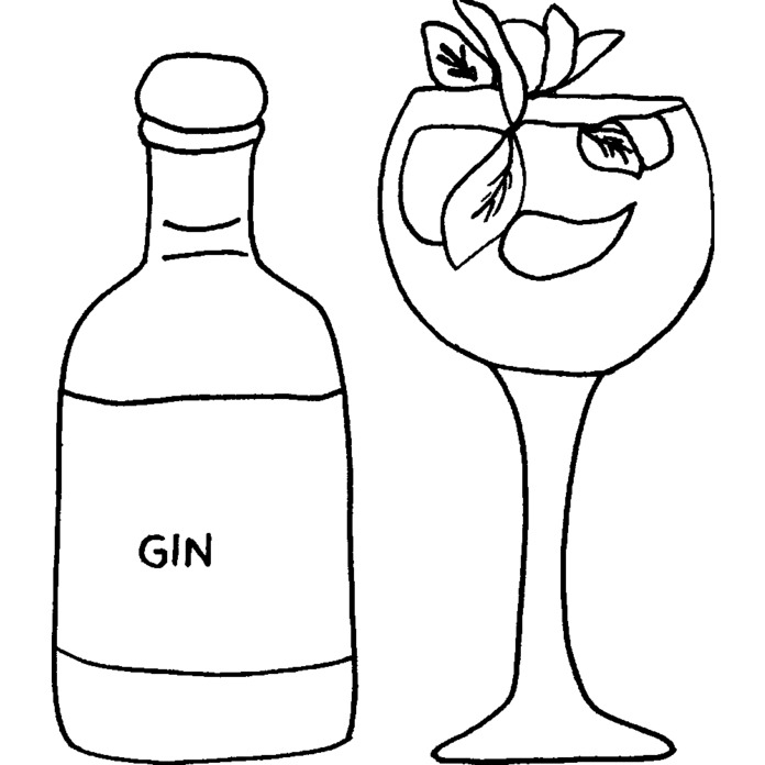 'Gin With Glass' Unmounted Rubber Stamp - For Crafting, Scrapbooking and Card Making - Size A8 (RS00017015)