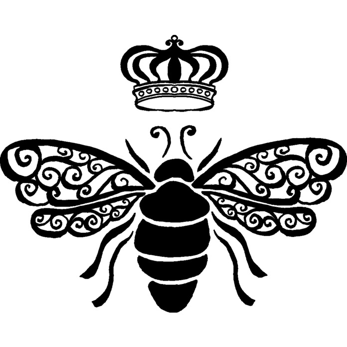 'Queen Bee' Unmounted Rubber Stamp - Bee with Crown Royal Swirls Design - For Crafting, Scrapbooking and Card Making - Size A8 (RS00020055)