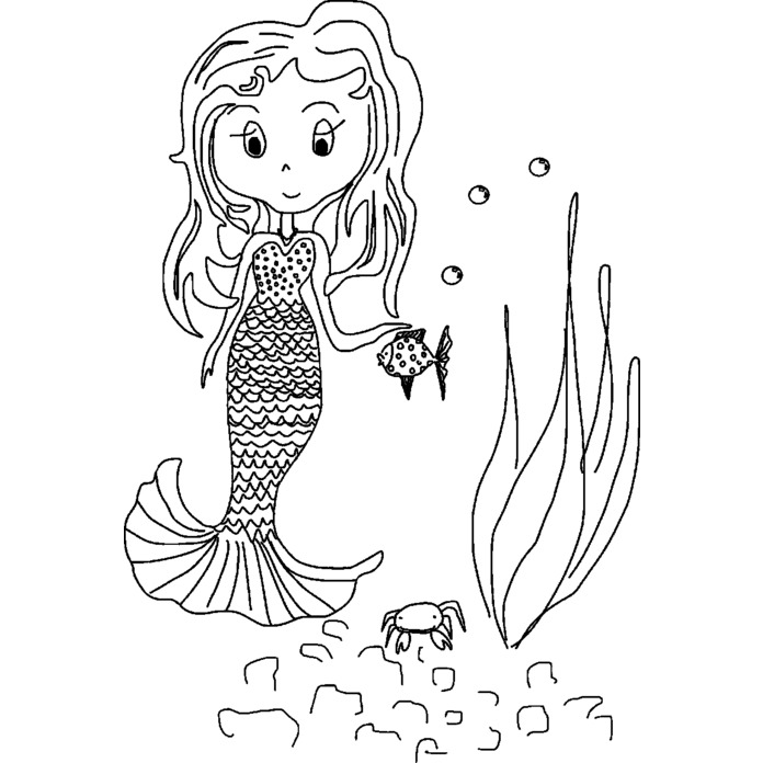 'Mermaid Under The Sea' Unmounted Rubber Stamp - For Crafting, Scrapbooking and Card Making - Size A8 (RS00020646)