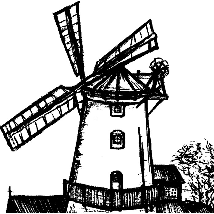 'Windmill Scene' Unmounted Rubber Stamp - For Crafting, Scrapbooking and Card Making - Size A8 (RS00024419)