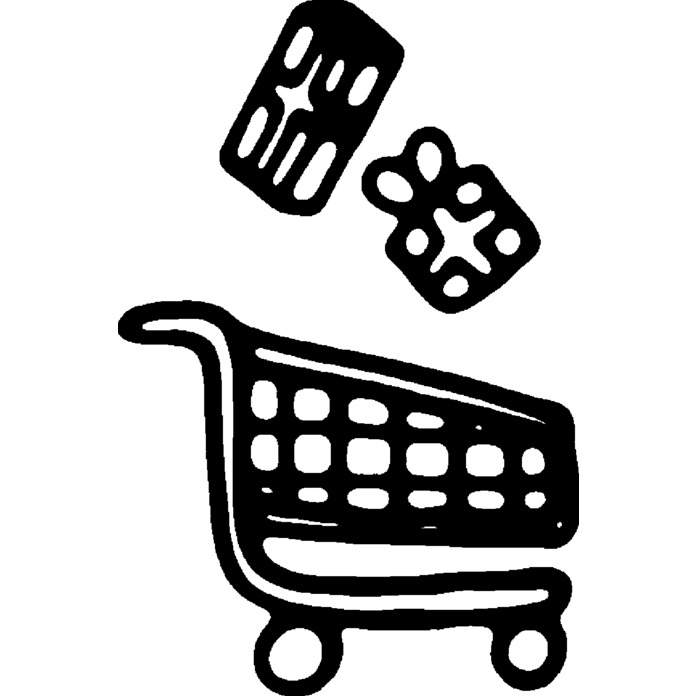 'Shopping Trolley' Unmounted Rubber Stamp - For Crafting, Scrapbooking and Card Making - Size A8 (RS00026458)