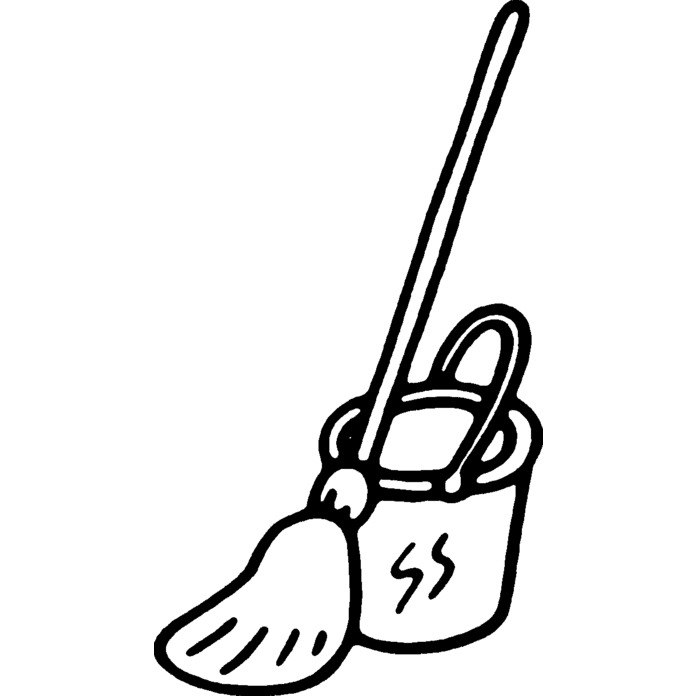 'Mop & Bucket' Unmounted Rubber Stamp -  For Crafting, Scrapbooking and Card Making - Size A8 (RS00027908)
