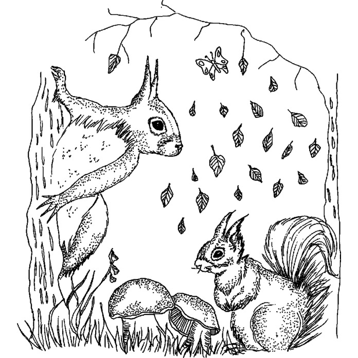 'Woodland Squirrels' Unmounted Rubber Stamp - For Crafting, Scrapbooking and Card Making - Size A8 (RS00030160)
