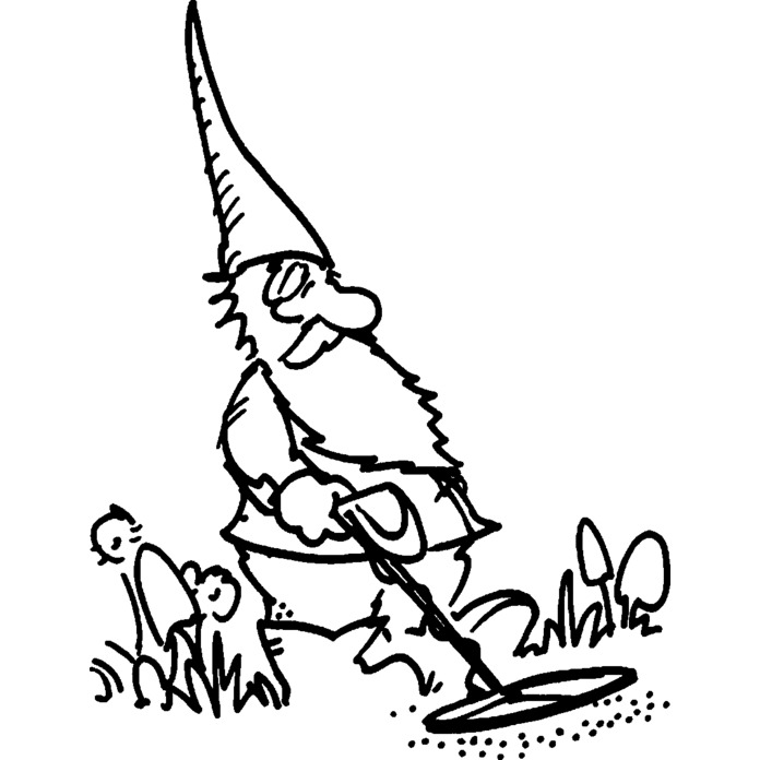 'Metal Detector Gnome' Unmounted Rubber Stamp - For Crafting, Scrapbooking and Card Making - Size A8 (RS00030481)