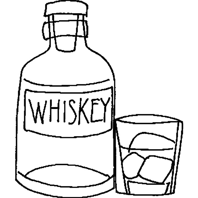 'Whiskey Bottle & Glass' Unmounted Rubber Stamp -  For Crafting, Scrapbooking and Card Making - Size A8 (RS00030927)