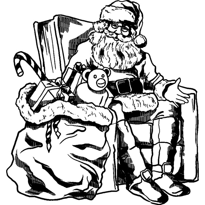 'Father Christmas & Gifts' Unmounted Rubber Stamp - For Crafting, Scrapbooking and Card Making - Size A8 (RS00036091)