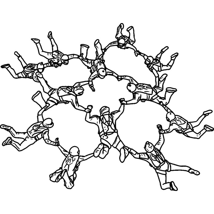 'Skydiving Formation' Unmounted Rubber Stamp - For Crafting, Scrapbooking and Card Making - Size A8 (RS00044795)