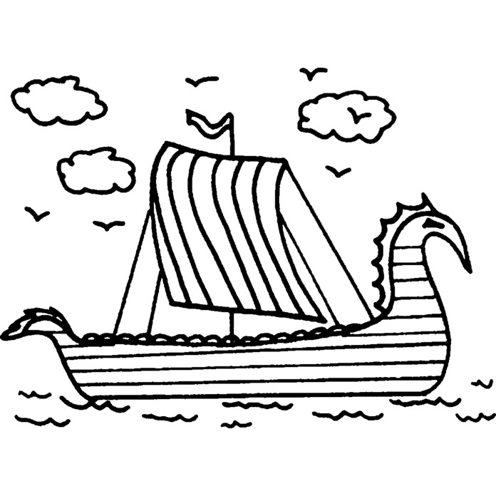 'Viking Ship At Sea' Unmounted Rubber Stamp - For Crafting, Scrapbooking and Card Making - Size A8 (RS00046818)