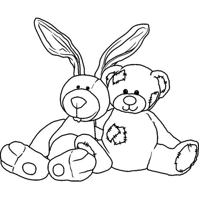 'Bunny & Teddy Toy Cuddle' Unmounted Rubber Stamp - A8 - Craft Stamp for Scrapbooking, Card Making, Journals and Creative Projects (RS00049126)