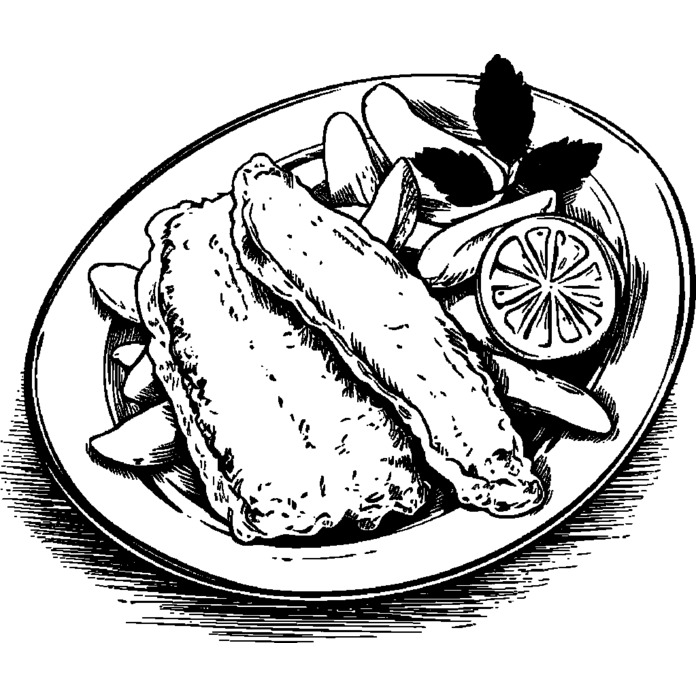 'fish and chips' Unmounted Rubber Stamp -  For Crafting, Scrapbooking and Card Making - Size A8 (RS00051230)