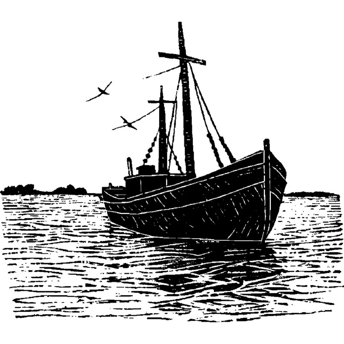 'Boat out at Sea' Unmounted Rubber Stamp (RS043203)
