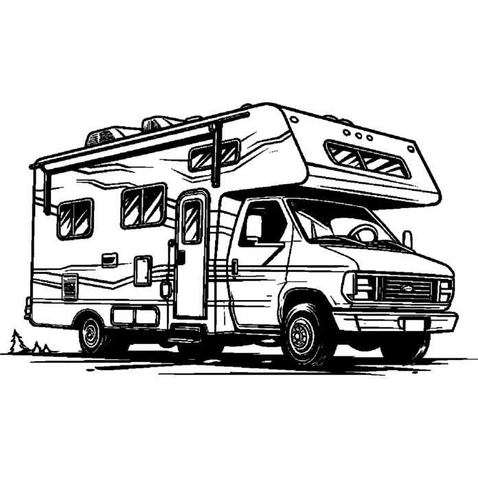 'Recreational Vehicle' Unmounted Rubber Stamp - For Crafting, Scrapbooking and Card Making - Size A8 (RS00051692)