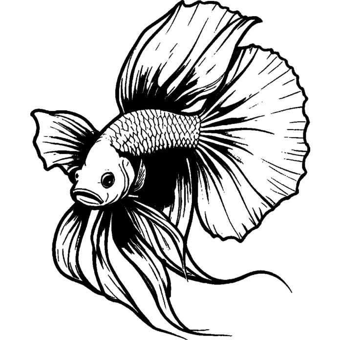 'Siamese Fighting Fish' Unmounted Rubber Stamp -  For Crafting, Scrapbooking and Card Making - Size A8 (RS00052980)