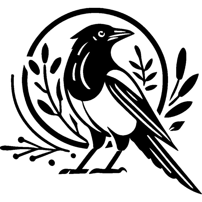 'Magpie & Branches' Unmounted Rubber Stamp - For Crafting, Scrapbooking and Card Making - Size A8 (RS00055580)