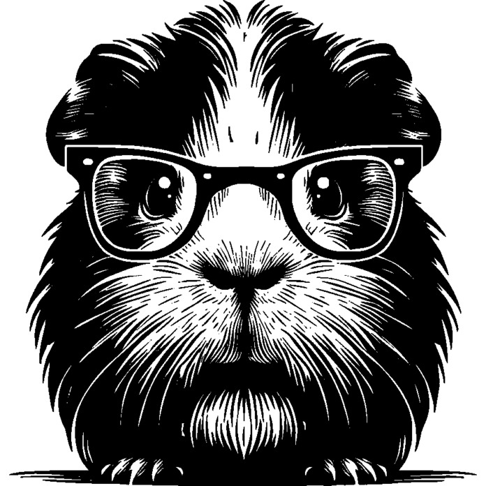 'Guinea Pig In Glasses' Unmounted Rubber Stamp - A8 - Craft Stamp for Scrapbooking, Card Making, Journals and Creative Projects (RS00056464)