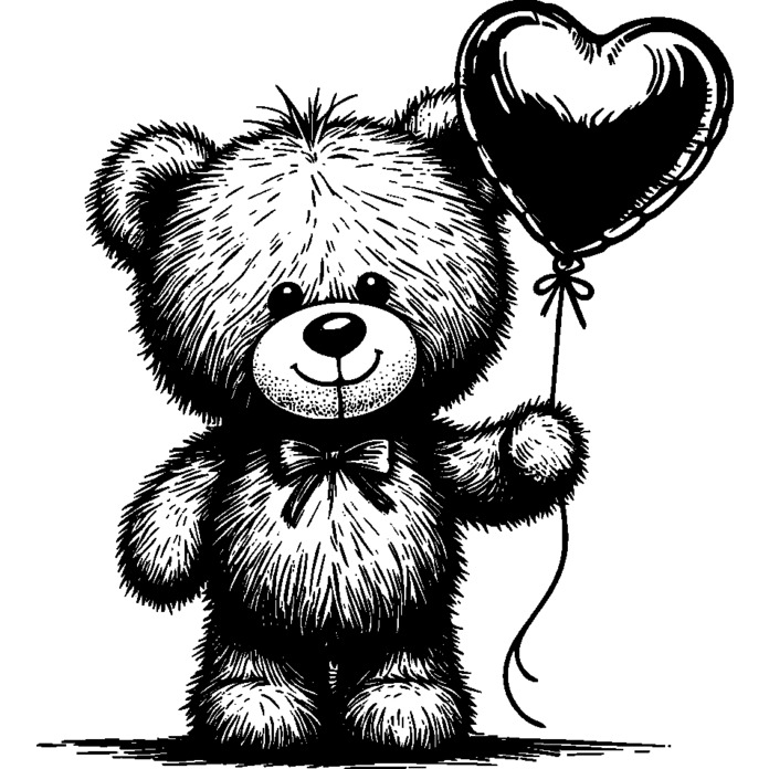 'Teddy & Heart Balloon' Unmounted Rubber Stamp - A8 - Craft Stamp for Scrapbooking, Card Making, Journals and Creative Projects (RS00060614)