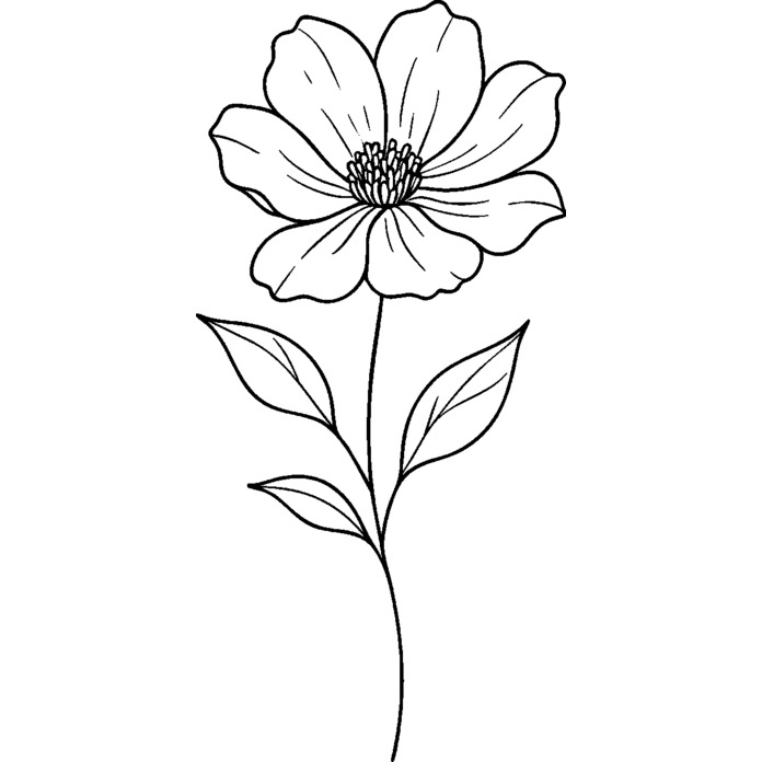 'Flower' Rubber Stamp - Unmounted Design for Crafting & Scrapbooking (RS054093)