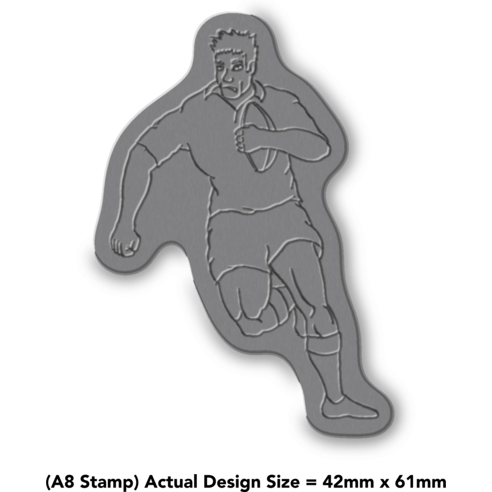 Unmounted rubber stamp Funny Rugby Player 