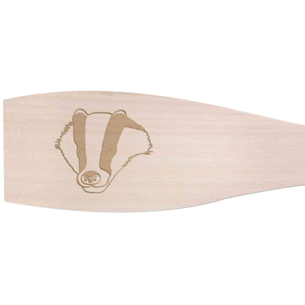 'Badger Face' Wooden Cooking Spatula - 30cm - Kitchen Utensil for Frying, Stirring, Baking and Food Preparation (SA00002591)