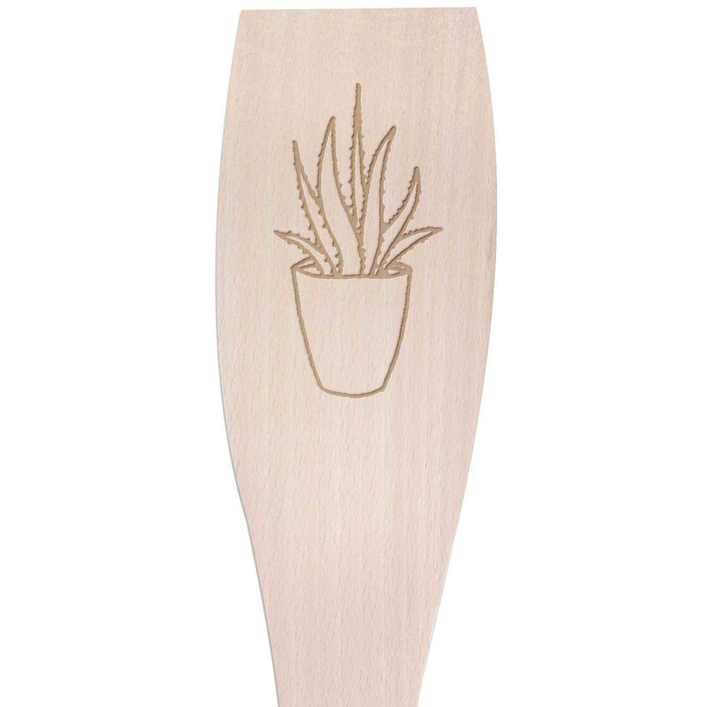 Large 'Aloe Vera Plant' Wooden Cooking Spatula (SA00006868)