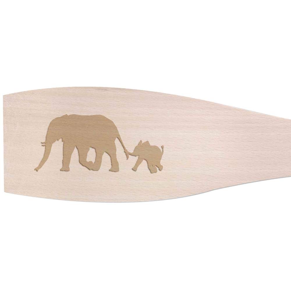 Large 'Elephant & Calf Silhouette' Wooden Cooking Spatula (SA00007905)