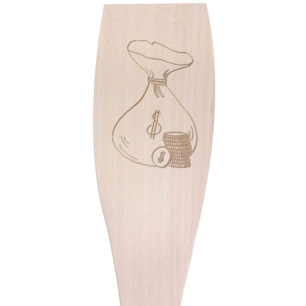 Large 'Dollar Money Bag & Coins' Wooden Cooking Spatula (SA00014273)