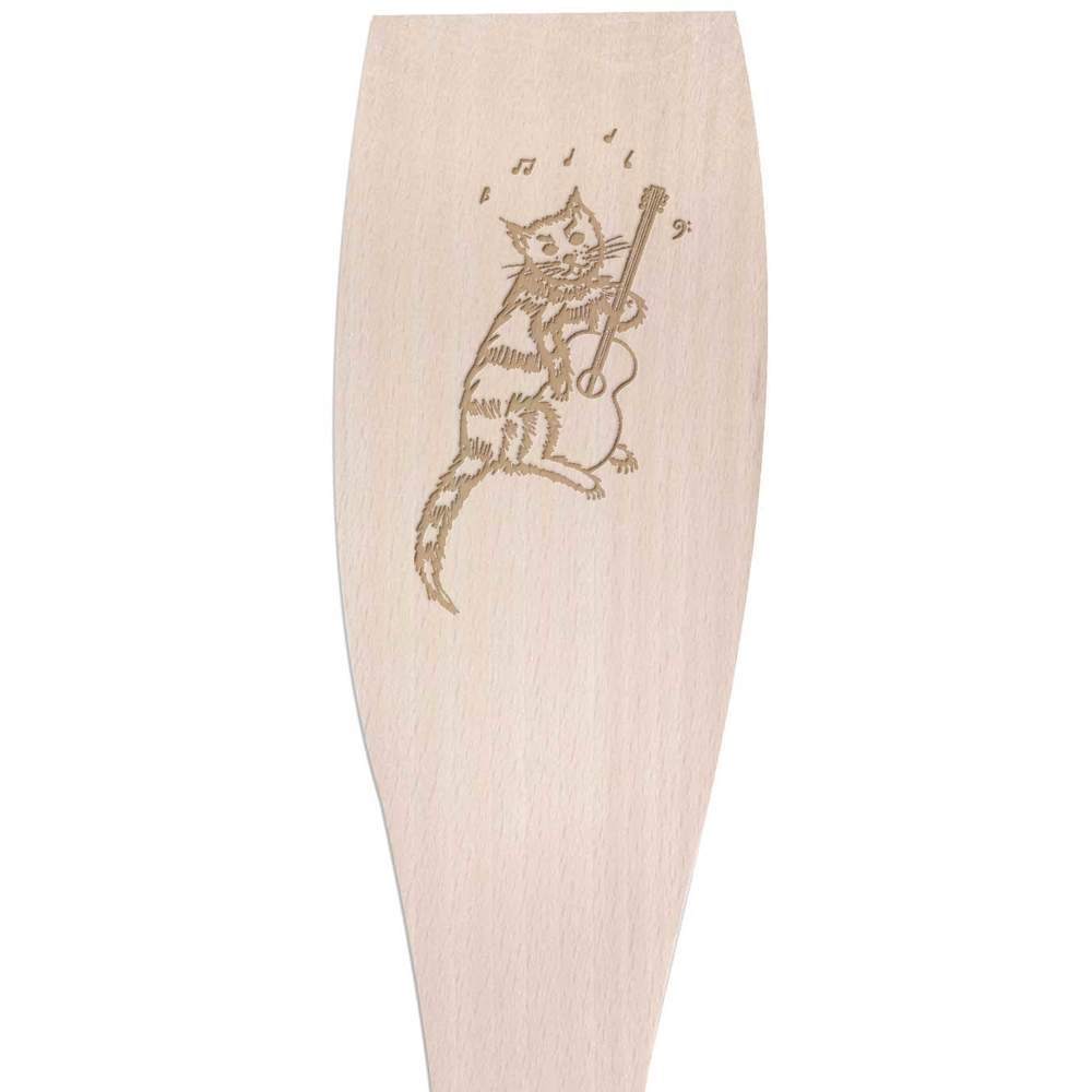 Large 'Cat Playing Guitar' Wooden Cooking Spatula (SA00017072)