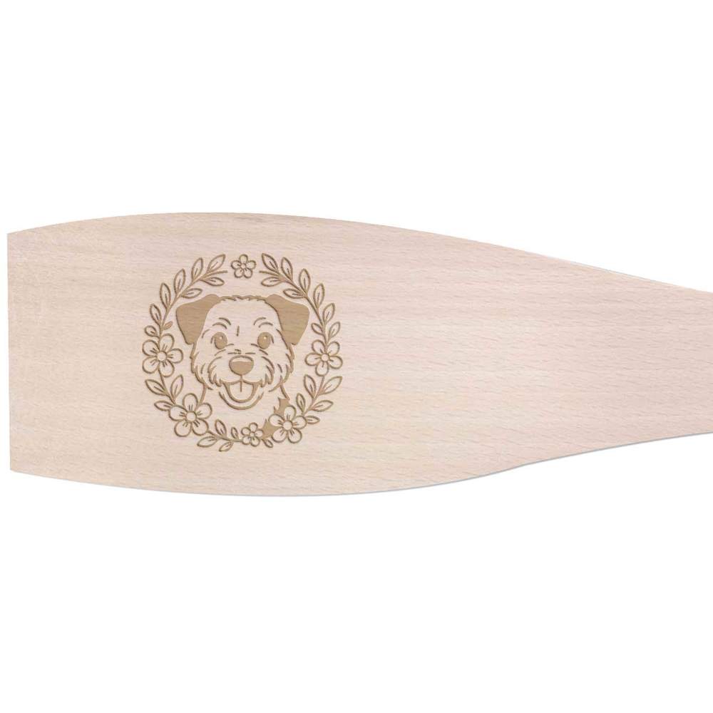 Large 'Border Terrier Floral Wreath' Wooden Cooking Spatula (SA00027461)