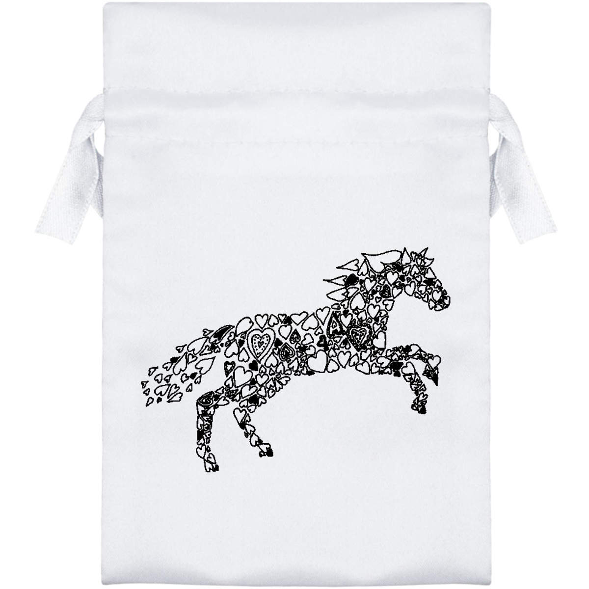 'Heart Horse' Satin Drawstring Bag/Pouch (SB006732)