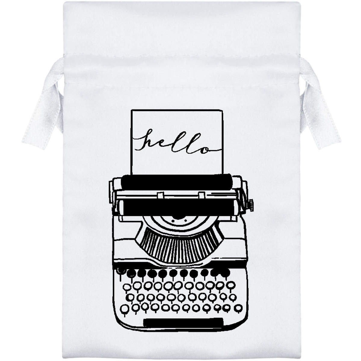 'Hello Typewriter' Satin Drawstring Bag/Pouch (SB009175)