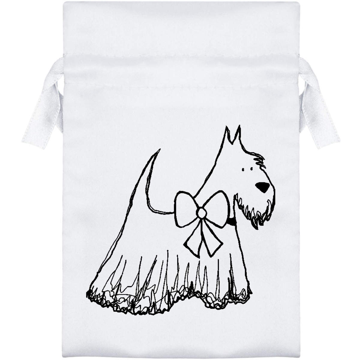 'Scottie Dog With Bow' Satin Drawstring Bag/Pouch (SB010961)